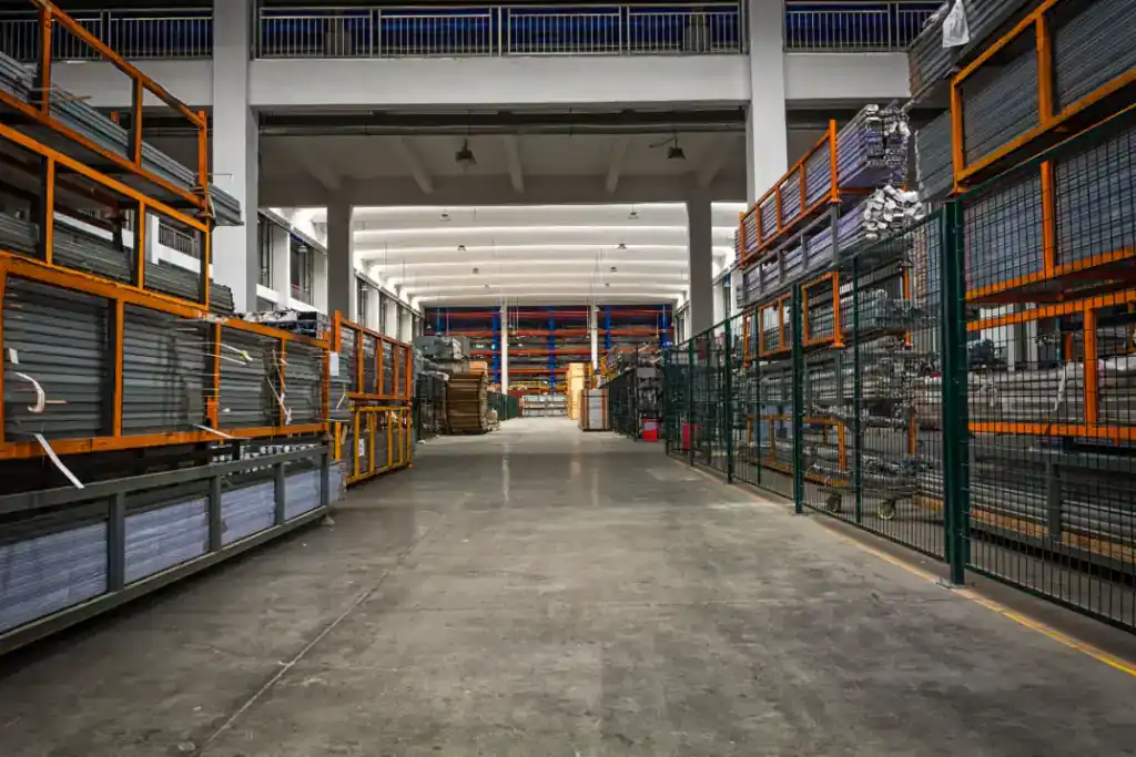 Industrial warehouse with organized shelving and storage units, highlighting commercial property management and tax relief opportunities in the UK.
